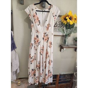 Free People Floral Maxi Dress - White and Orange